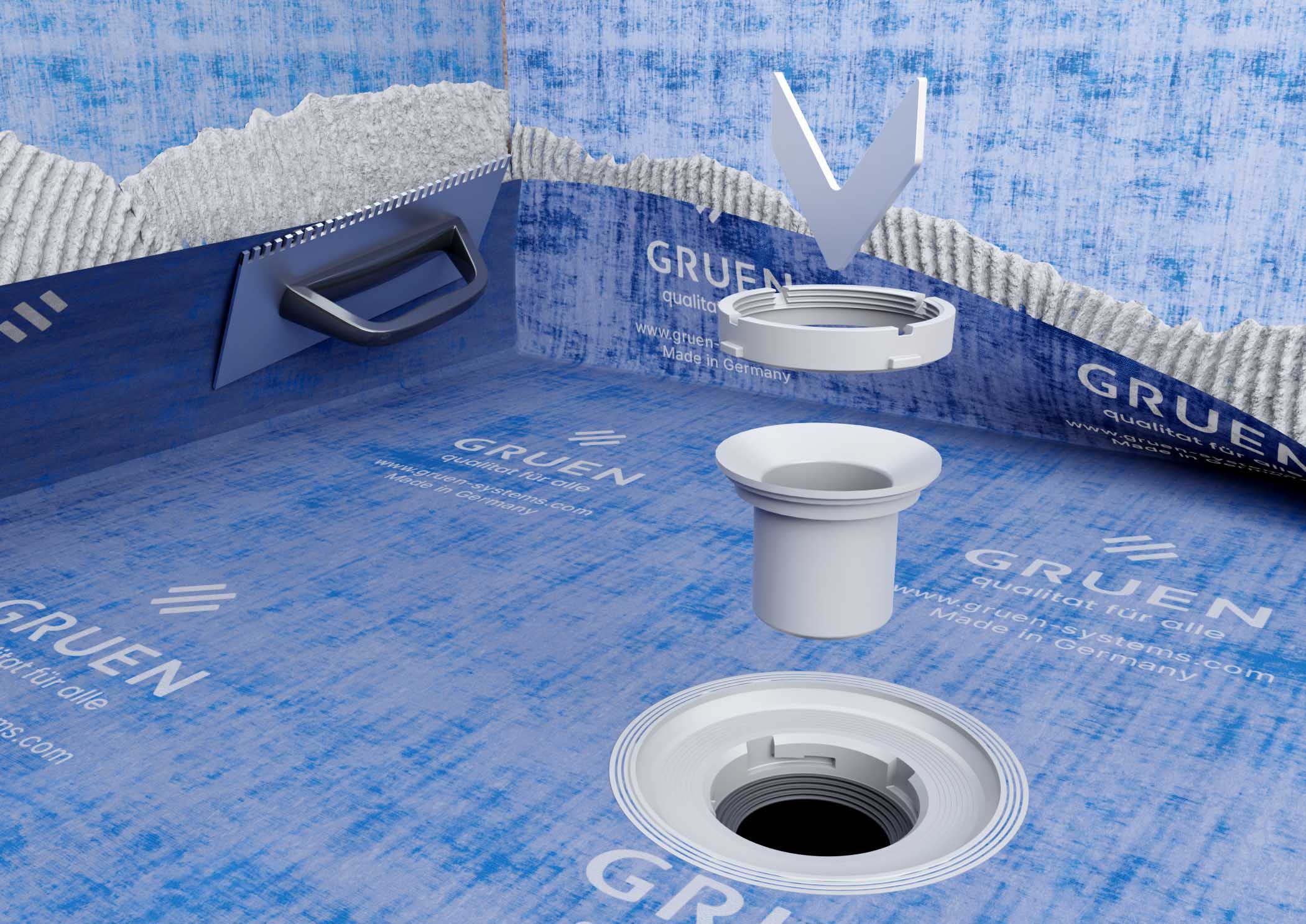 Point Drain Shower Pan GruenSystems